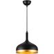 Dash LED 12 inch Black and Gold Pendant Ceiling Light