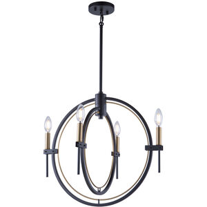 Anglesey 4 Light 21.5 inch Matte Black and Harvest Brass Up Chandelier Ceiling Light