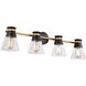 Kanata 4 Light 36 inch Black and Brushed Brass Vanity Light Wall Light