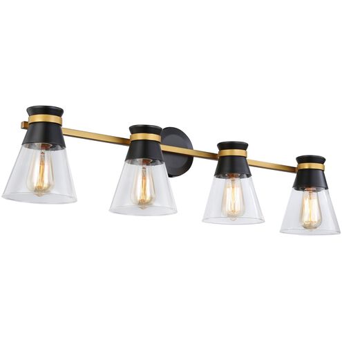 Kanata 4 Light 36 inch Black and Brushed Brass Vanity Light Wall Light
