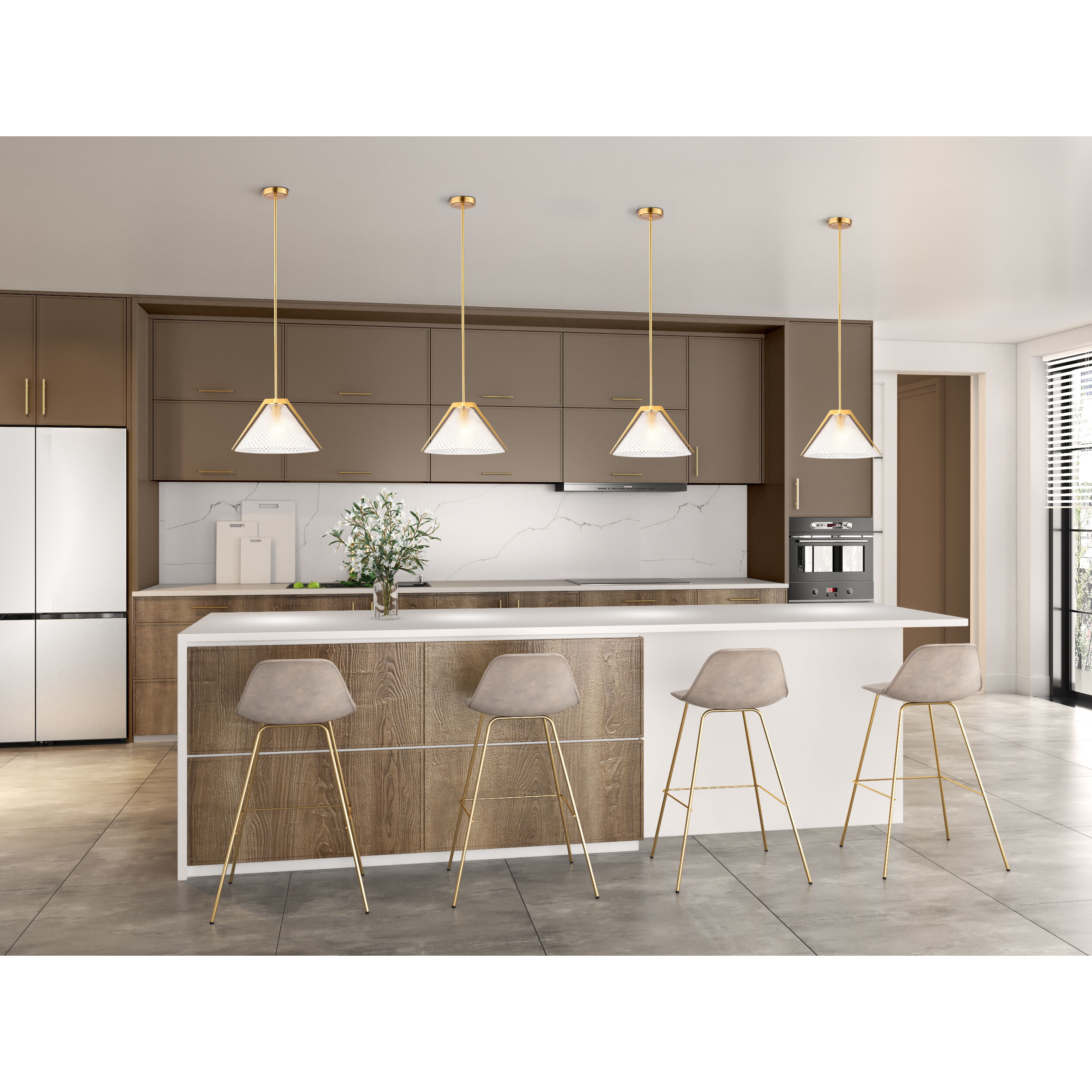 Baltic LED 15 inch Black and Brass Pendant Ceiling Light