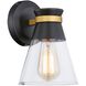 Kanata 1 Light 6 inch Black and Brushed Brass Wall Sconce Wall Light in Black and Brass