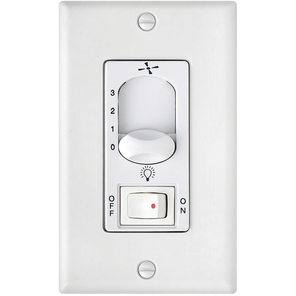Wall Cntl 3 Spd On/Off Lt Sw White Fan Wall Control, On/Off Switch