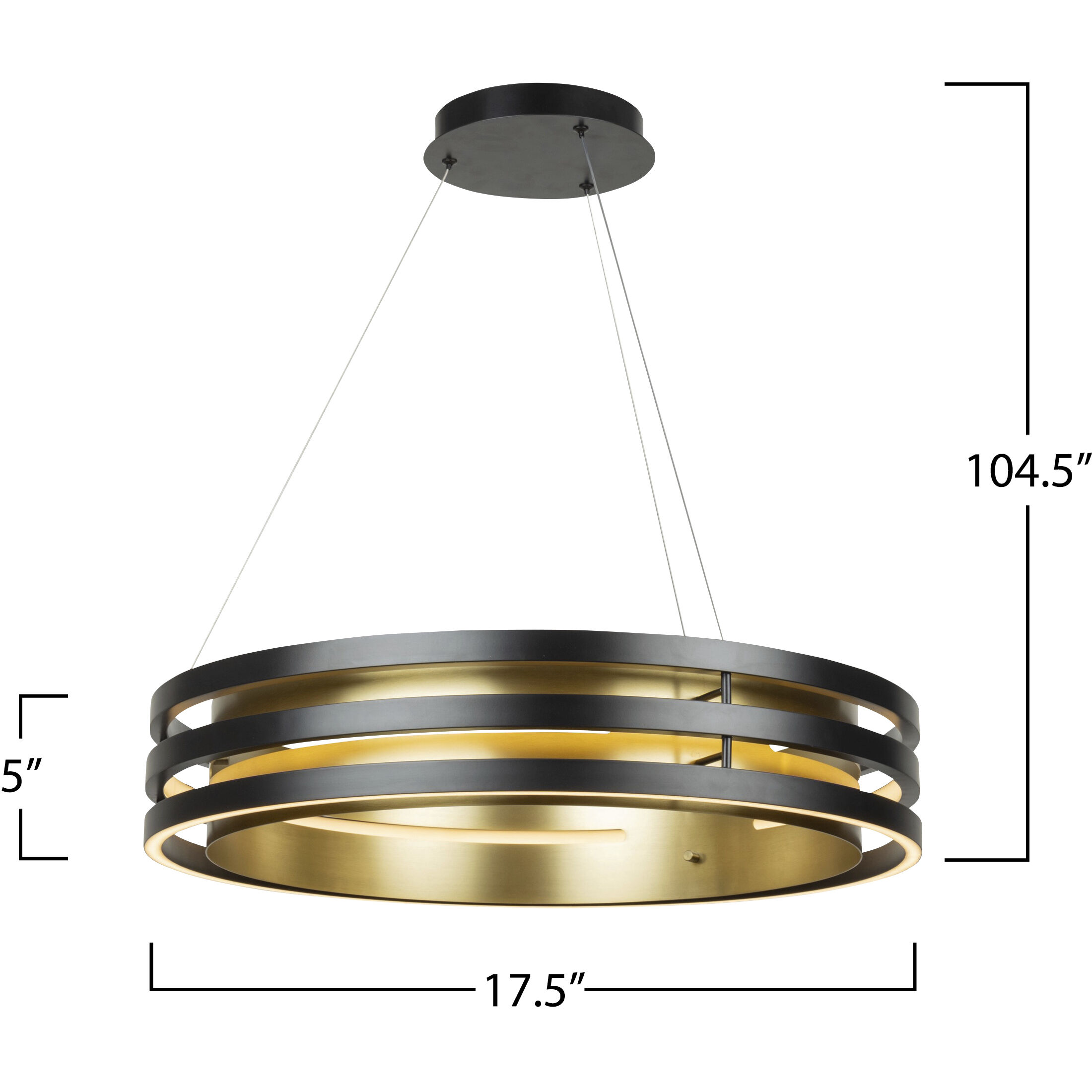 Toledo LED 17.5 inch Black and Brushed Brass Chandelier Ceiling Light