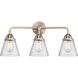 Nouveau 2 Small Cone LED 24.25 inch Brushed Brass Bath Vanity Light Wall Light in Seedy Glass