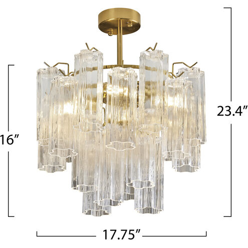 Sophia 5 Light 17.75 inch Brass Semi Flush Mount Ceiling Light