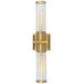 Positano LED 20.8 inch Brushed Brass Bathroom Vanity Wall Light in Clear Ribbed