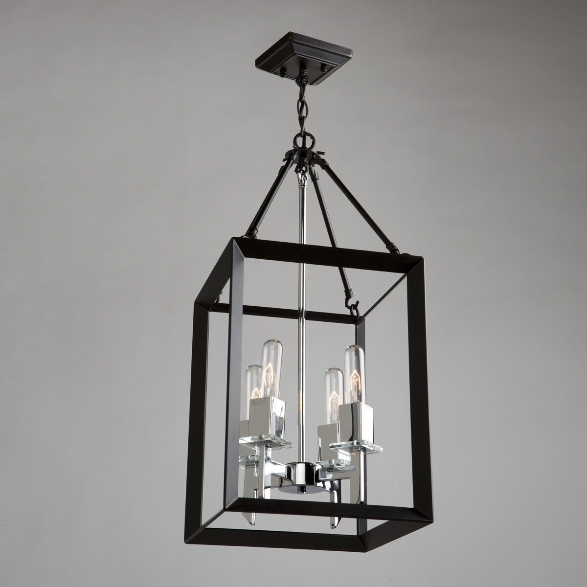 Vineyard 4 Light 12 inch Black and Chrome Up Chandelier Ceiling Light in Black/Chrome