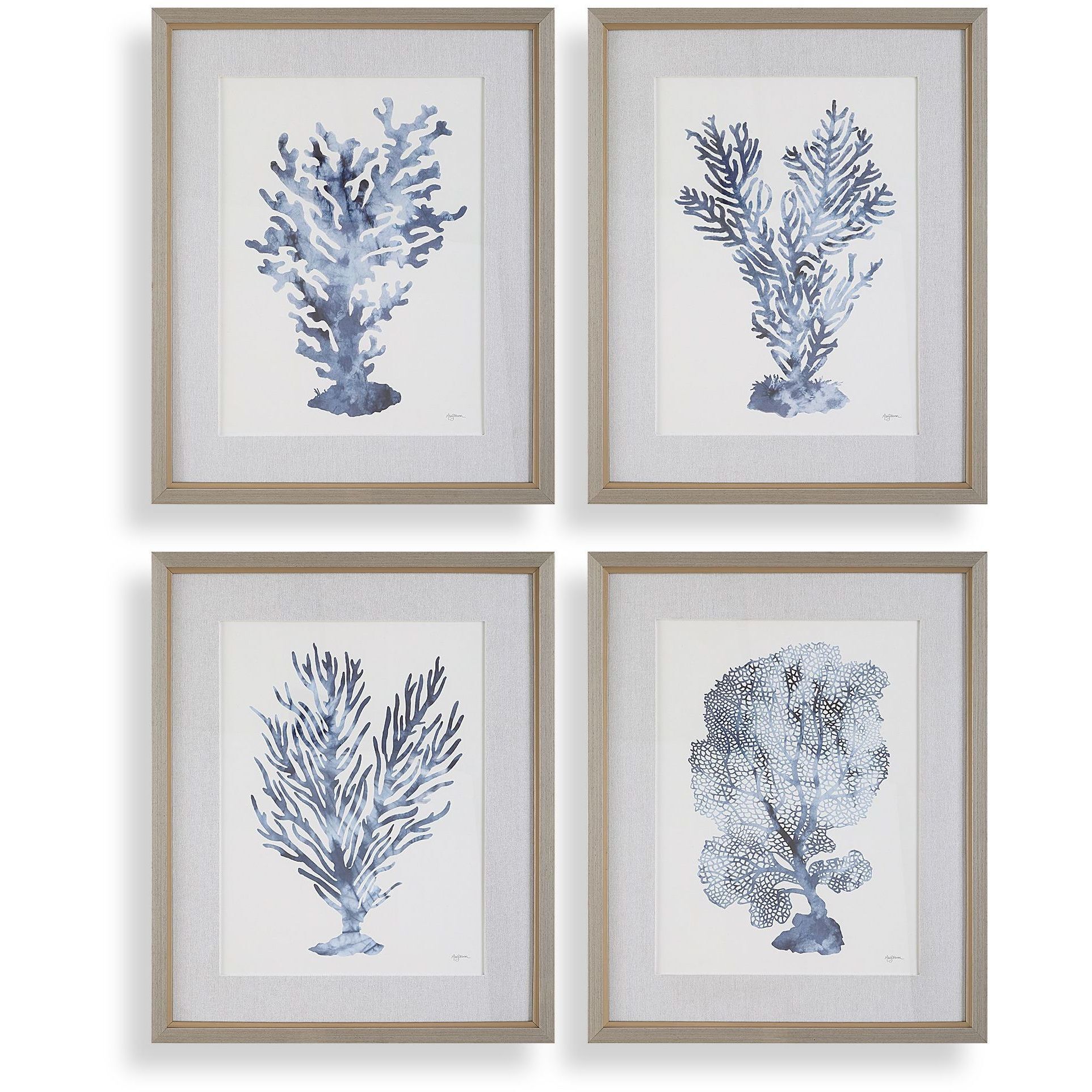 Shibori Coral 32.25 X 26.25 inch Framed Prints, Set of 4