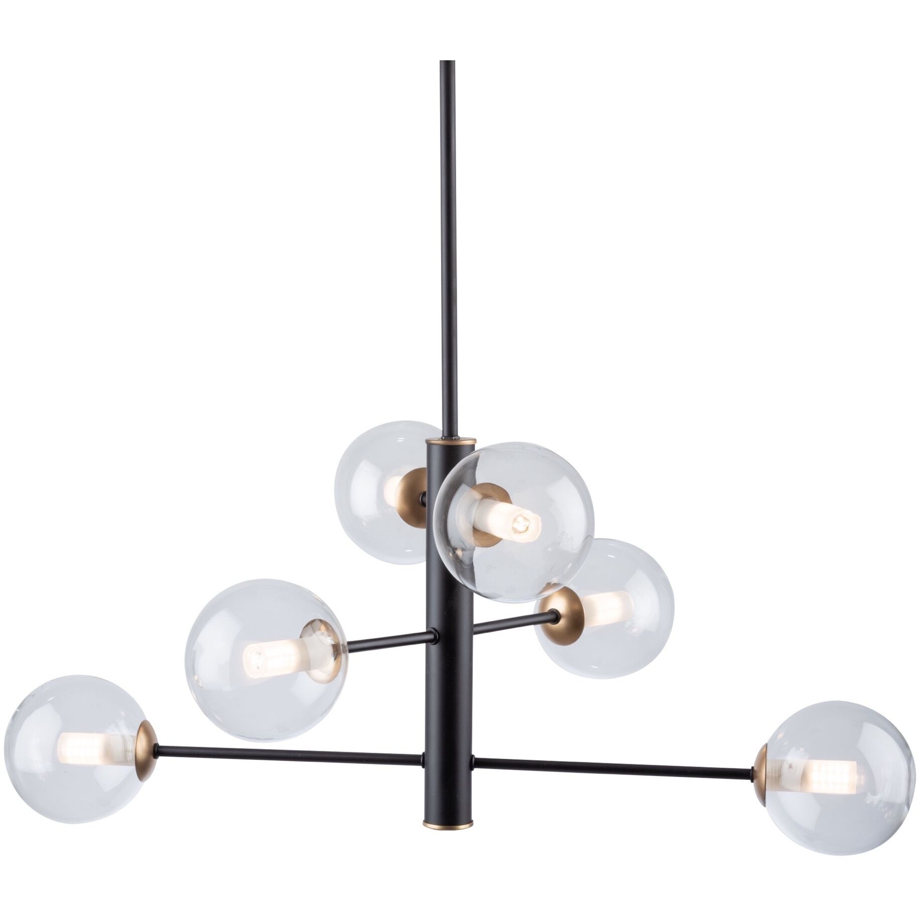 Aurelia 6 Light 23 inch Matte Black and Brass Chandelier Ceiling Light