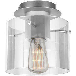 Henley 1 Light 8 inch Brushed Aluminum and Clear Glass Drum Shade Flush Mount Ceiling Light