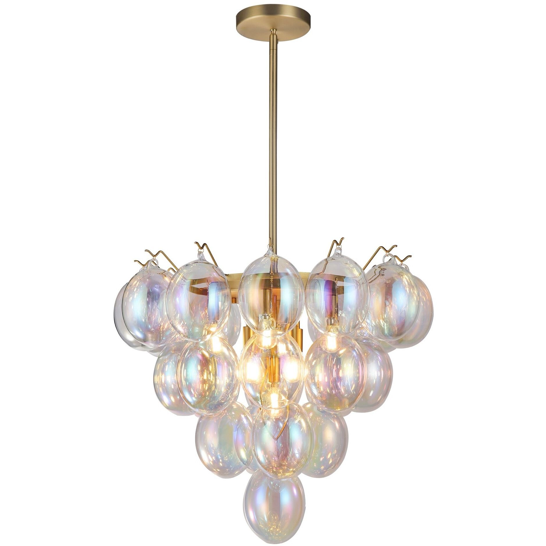 Globo LED 25 inch Brass Chandelier Ceiling Light in Iridescent