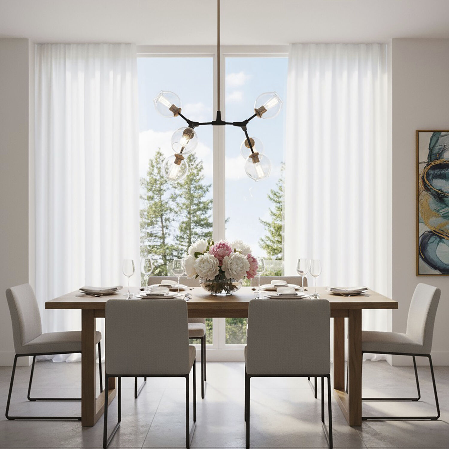 Organic LED 40 inch Vintage Brass Chandelier Ceiling Light