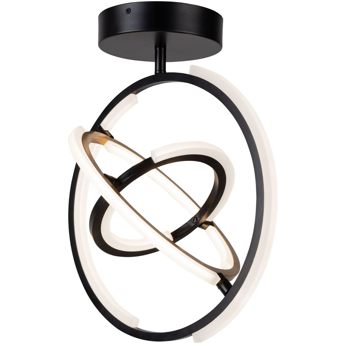 Trilogy LED 15 inch Black and Brass Semi-Flush Mount Ceiling Light