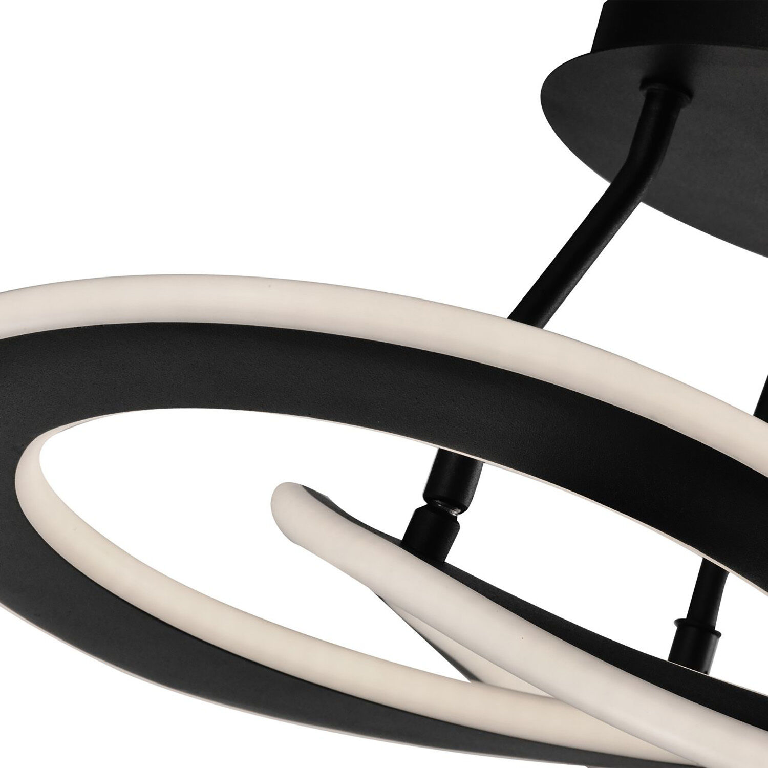 Wave LED 17.7 inch Black Semi-Flush Mount Ceiling Light