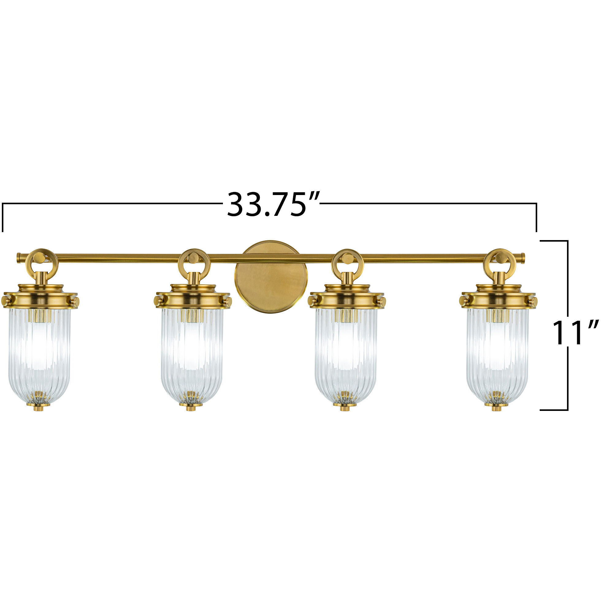 Myla 4 Light 33.75 inch Vintage Brass Bathroom Vanity Wall Light