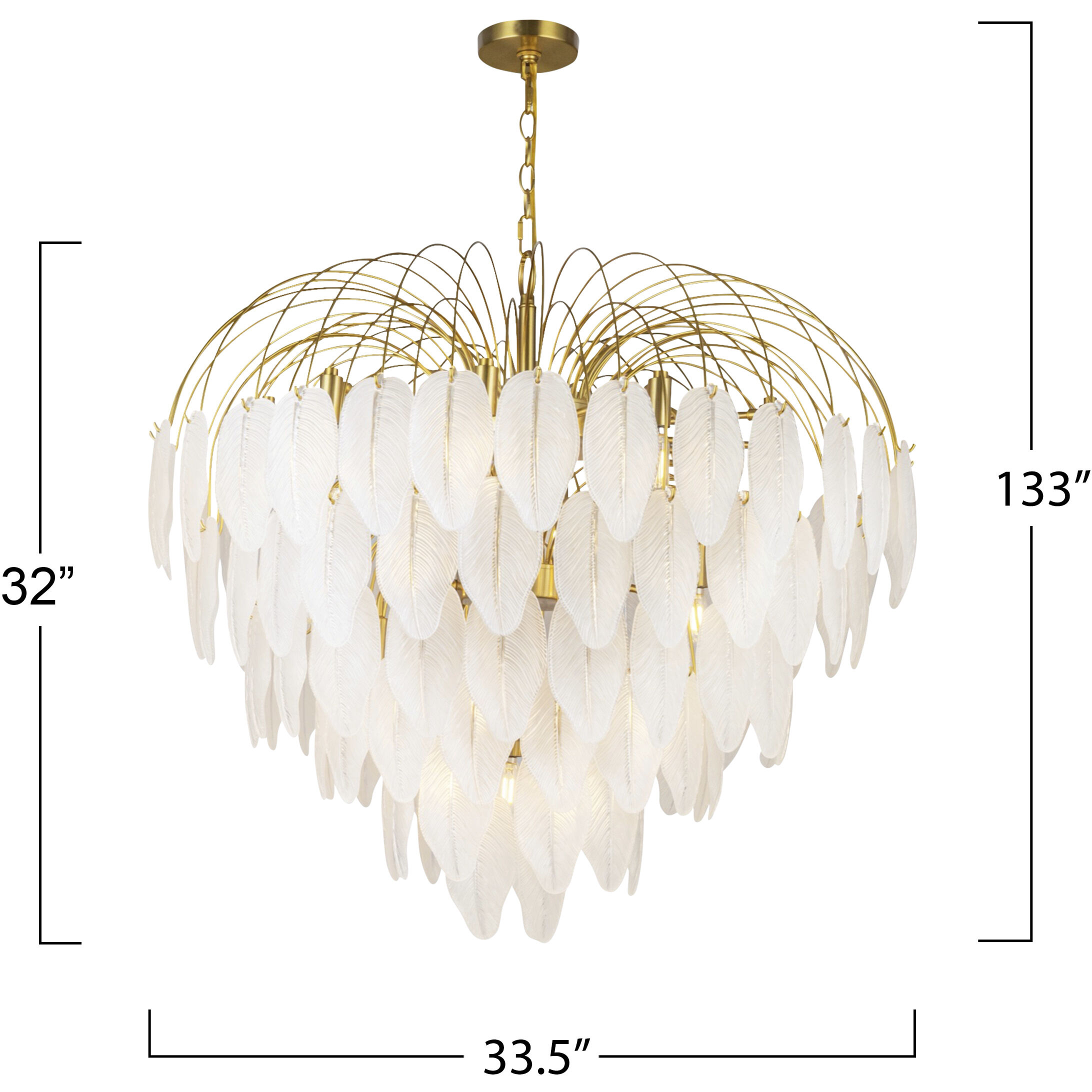 Alessia 24 Light 33.6 inch Brushed Brass and White Chandelier Ceiling Light