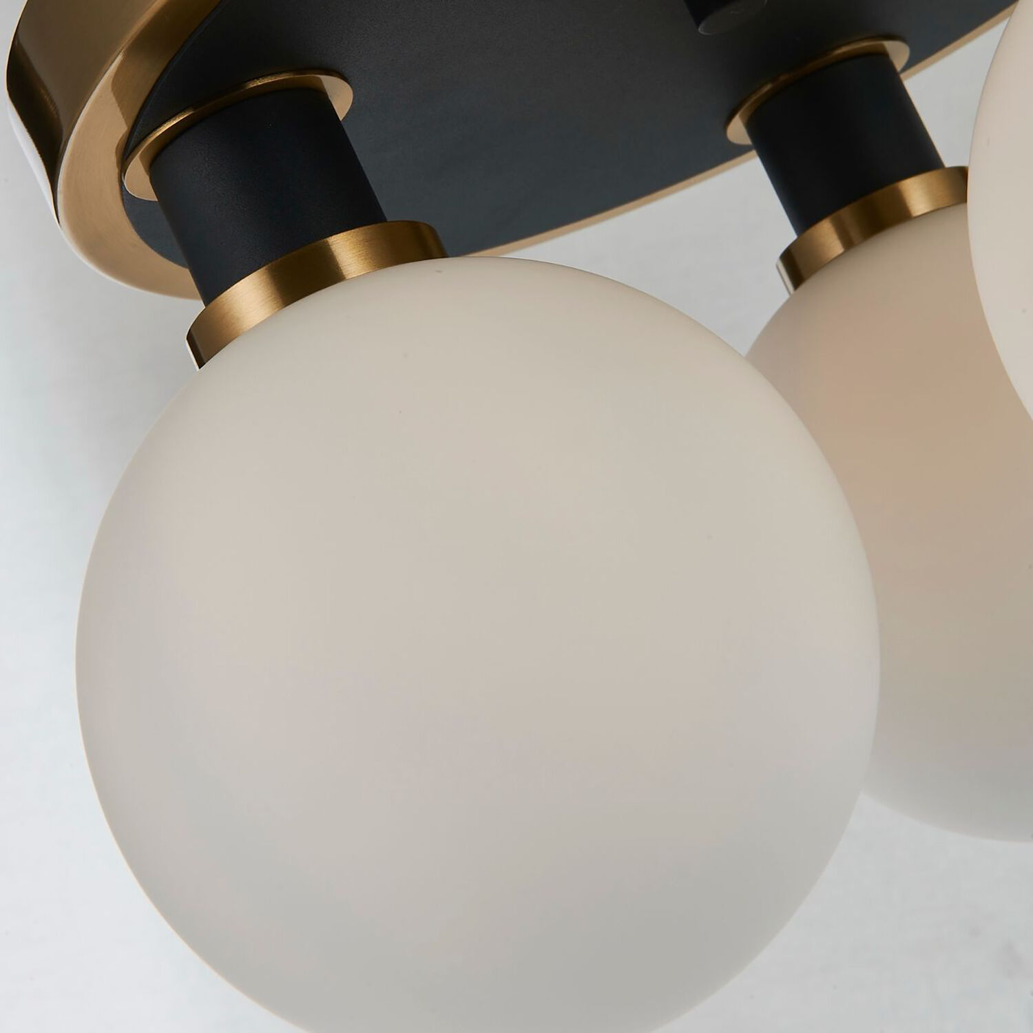 Gem LED 14.5 inch Black and Brushed Brass Semi-Flush Mount Ceiling Light in White