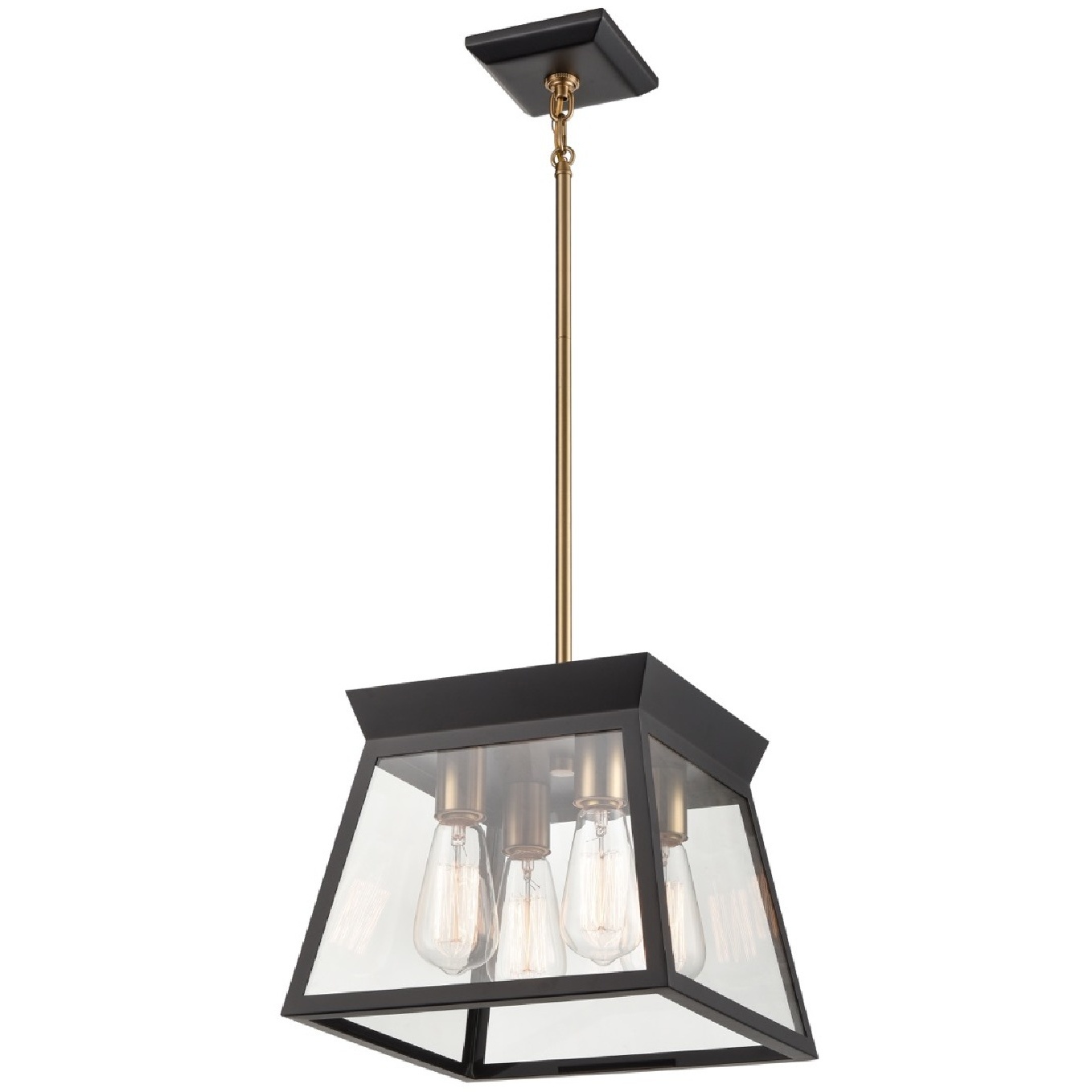 Lucian LED 12 inch Black and Brushed Brass Chandelier Ceiling Light