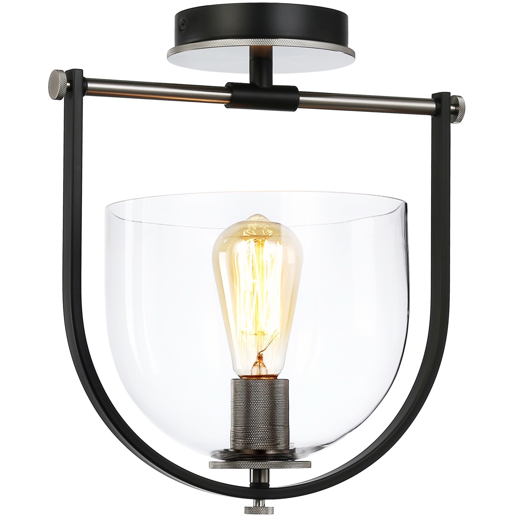 Cheshire 1 Light 8.25 inch Black and Nickel Semi-Flush Mount Ceiling Light
