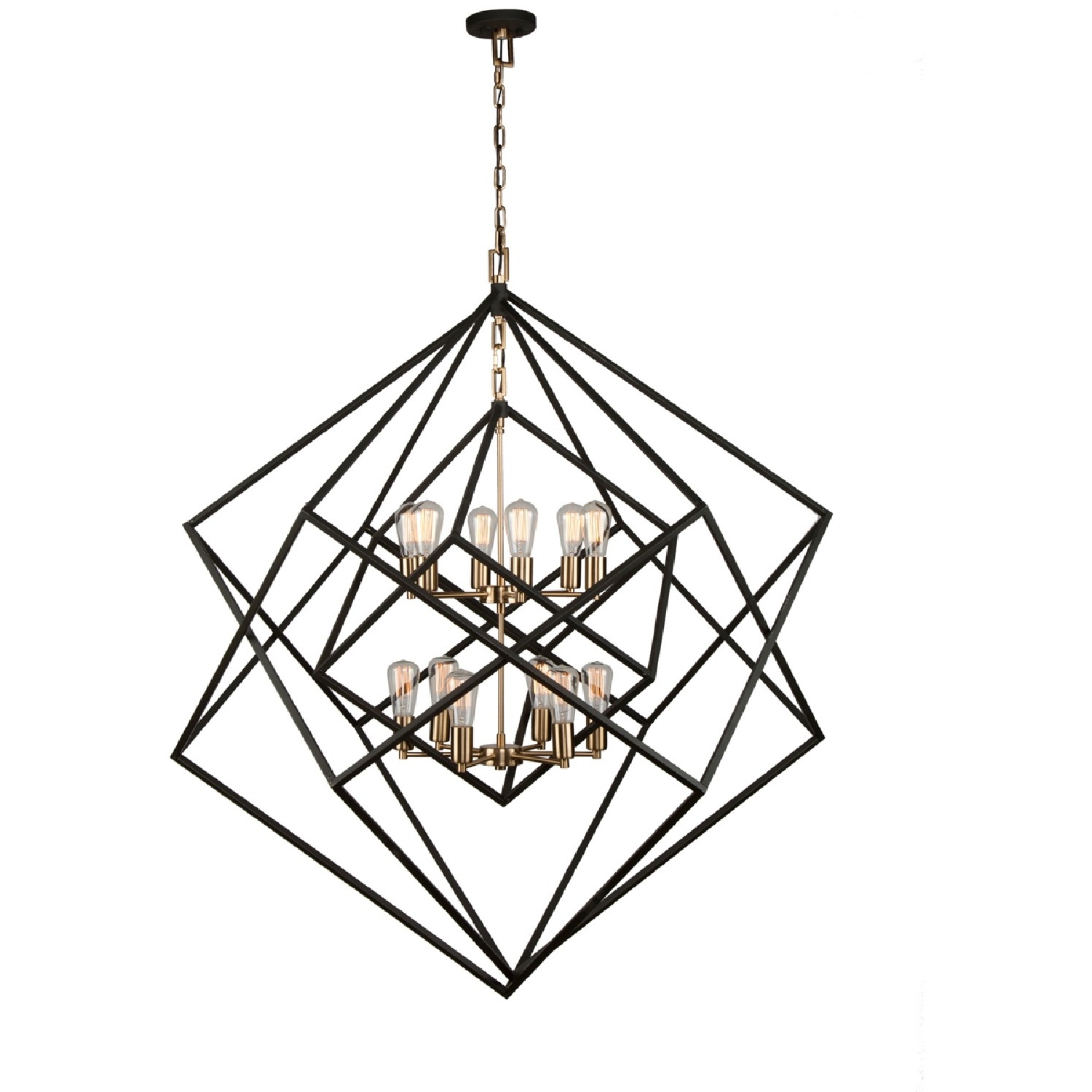 Artistry LED 47 inch Matte Black and Harvest Brass Chandelier Ceiling Light in Matte Black and Satin Brass
