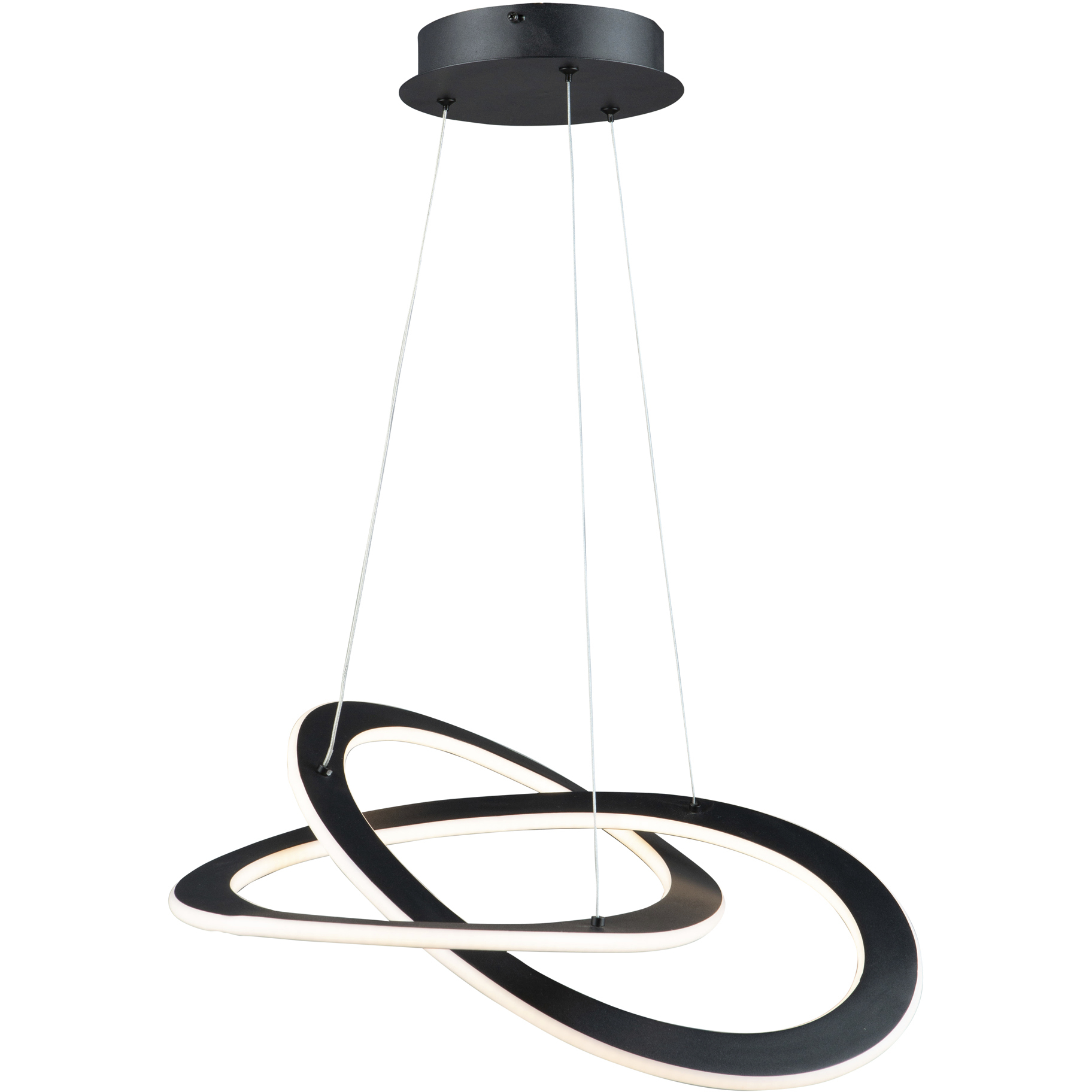 Wave LED 19.7 inch Black Chandelier Ceiling Light