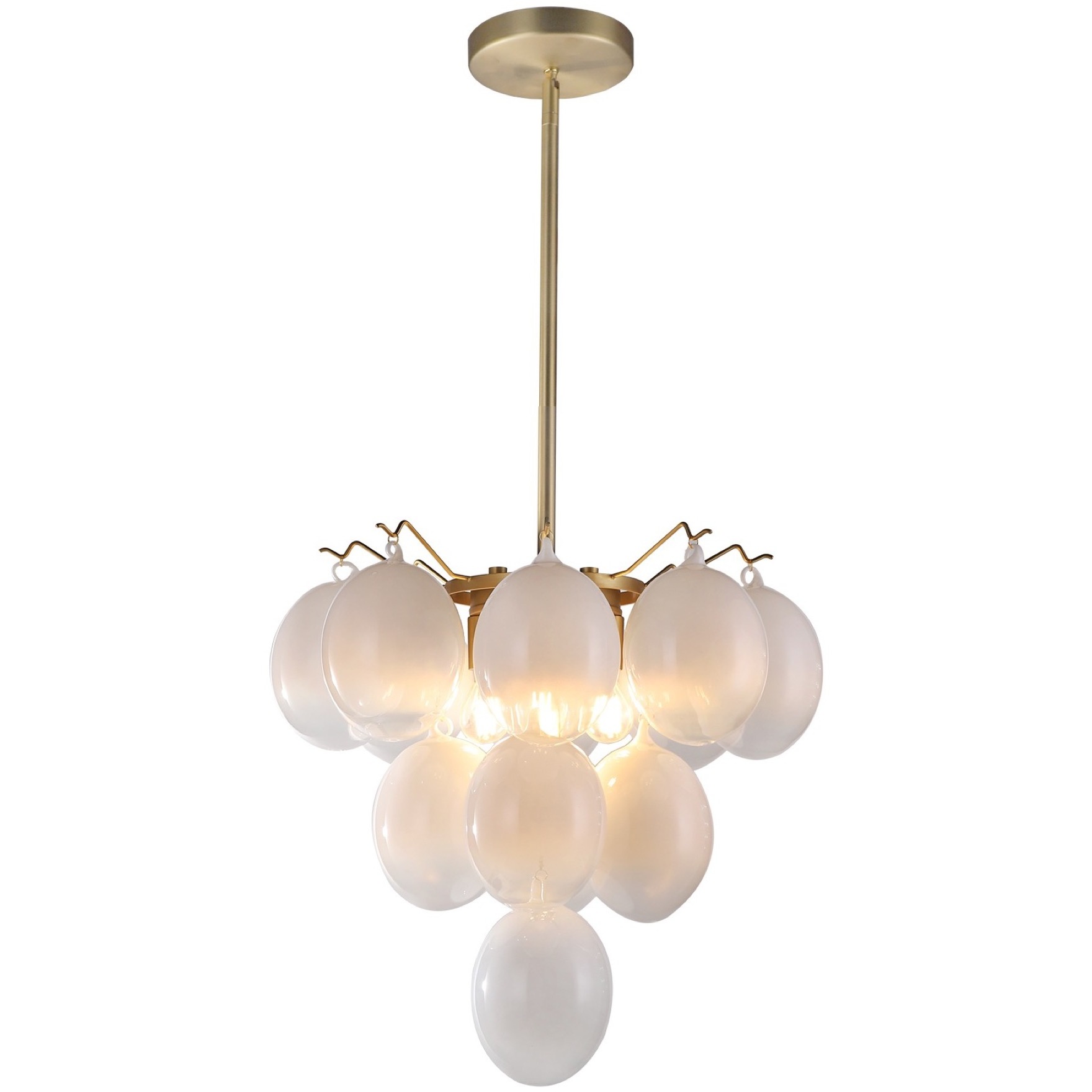 Globo LED 18 inch Brass Chandelier Ceiling Light in Milky White