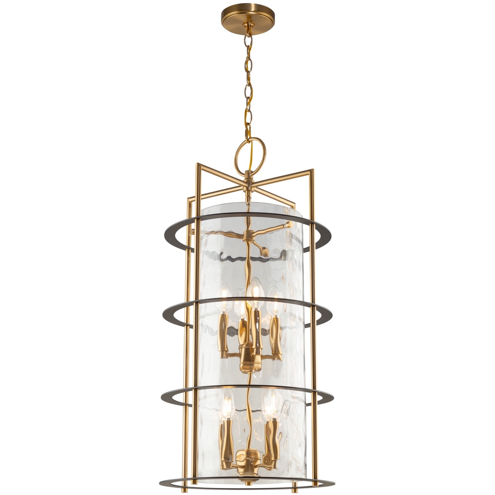 Burford LED 15 inch Brass and Black Chandelier Ceiling Light
