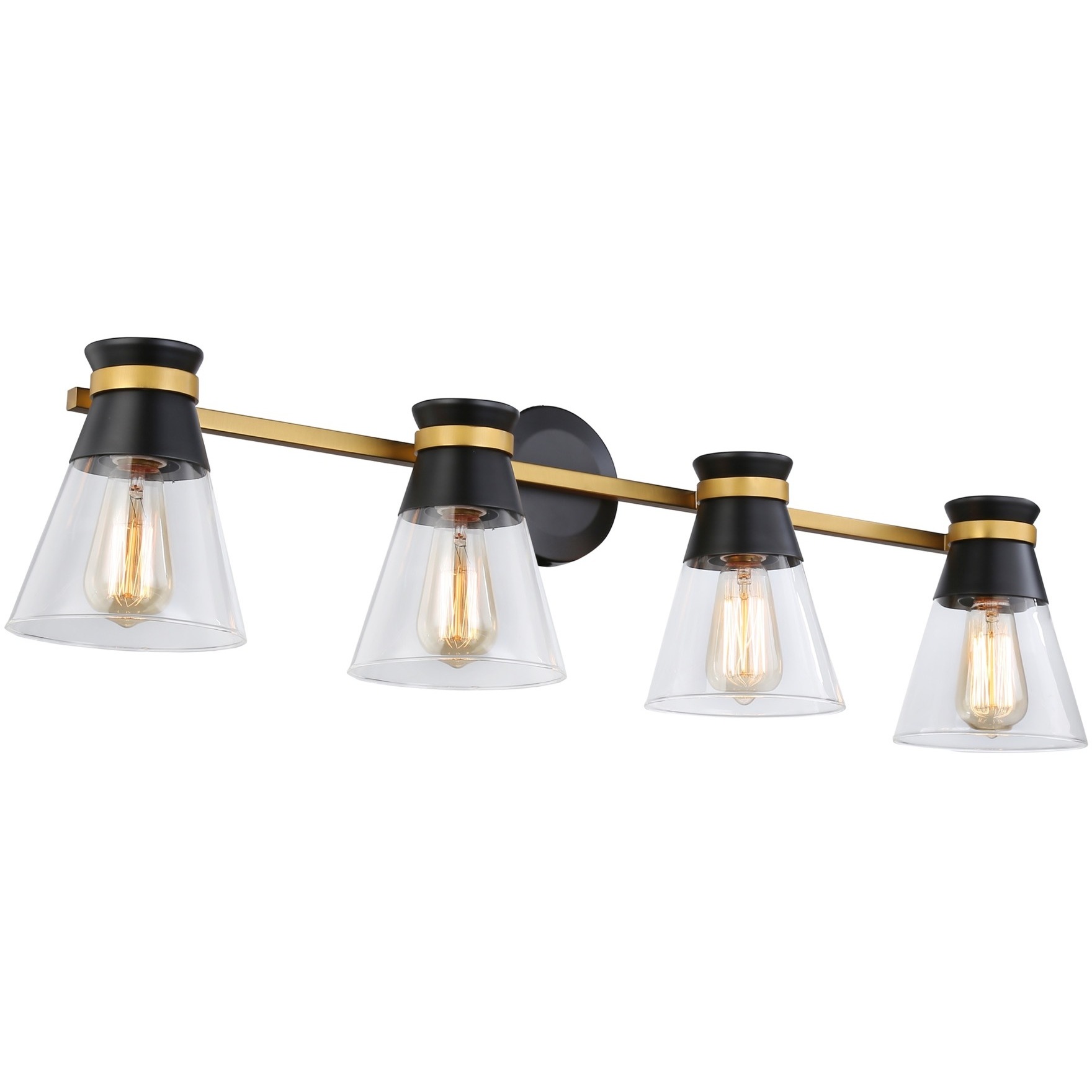 Kanata 4 Light 36 inch Black and Brushed Brass Vanity Light Wall Light